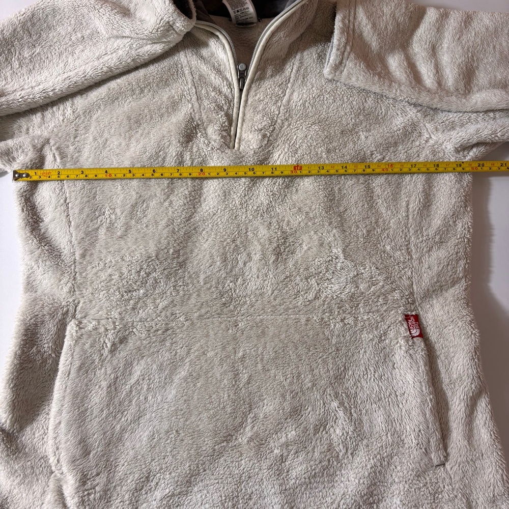 The North Face 1/4 Zip Fleece Pullover Pouch Pocket Pop Collar Top Cream Size M - Picture 11 of 13